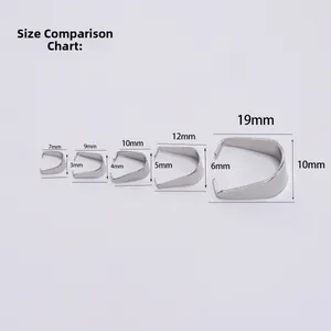Stainless steel bail clasp size comparison chart showing 7mm to 19mm DIY jewelry connectors