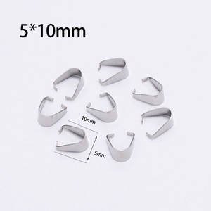 Macro view of 5mm x 10mm stainless steel pinch bails for DIY jewelry making