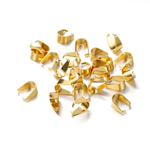Golden stainless steel pinch bails for DIY pendant necklace jewelry making accessories