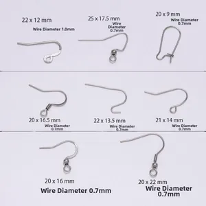 Polished stainless steel earring hooks in various sizes and styles for jewelry making