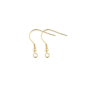 Macro shot of gold-plated stainless steel fish hook earrings for jewelry making