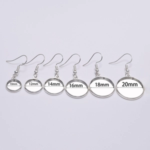Set of 6 silver bezel tray earring hooks in sizes 10mm to 20mm for DIY jewelry making