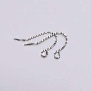 Detail view of silver stainless steel earring hooks for jewelry making and DIY crafts