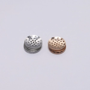 DIY round metal sieve trays for jewelry making in silver and rose gold finishes