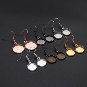 DIY round tray earring hooks set in multiple metallic finishes for jewelry making