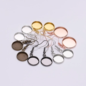 DIY round earring base trays in five metal finishes for jewelry making crafts
