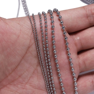 Polished stainless steel ball chain necklaces in five distinct bead sizes for jewelry