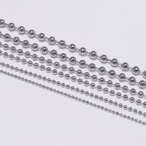 Polished silver stainless steel bead chains in various sizes for DIY jewelry necklace
