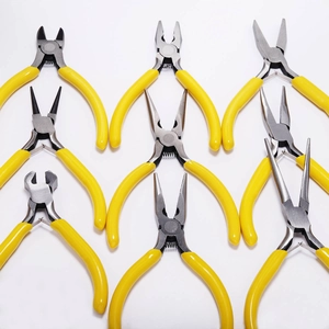 8-piece precision jewelry tool set with yellow anti-slip handles on white background