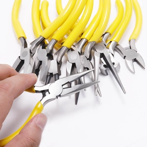 DIY jewelry pliers tool set with yellow ergonomic handles for precision handicraft