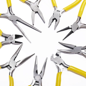 9-piece set of mini precision jewelry making pliers with yellow anti-slip handles