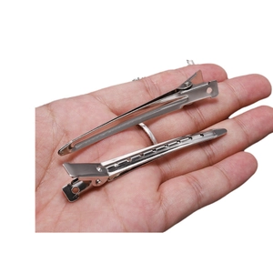 Lot de grandes barrettes crocodiles en métal lisses et perforées pour coiffure et DIY