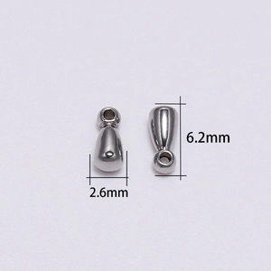 Polished stainless steel teardrop pendants 2.6x6.2mm for jewelry making extension chains