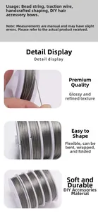 Primer plano detallado de alambre de acero plateado flexible de 0,3-1,0mm para joyería DIY