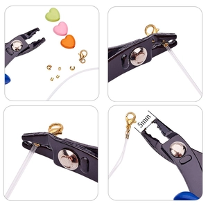 Blue-handled crimping pliers for DIY jewelry making with Lobster clasps and 5mm jaw detail