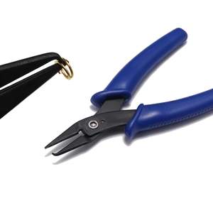 Blue non-slip handle split ring pliers for DIY jewelry making and precision beading