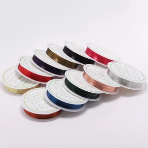 Assorted colorful jewelry copper wires on white spools for DIY crafting projects
