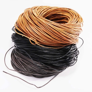 Three-color genuine leather round cords for DIY jewelry making and handicraft accessories