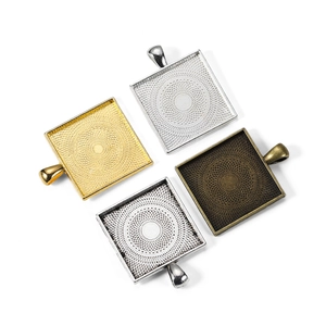 Set di 4 basi per ciondoli quadrati da 25mm in oro, argento e bronzo per gioielli fai-da-te