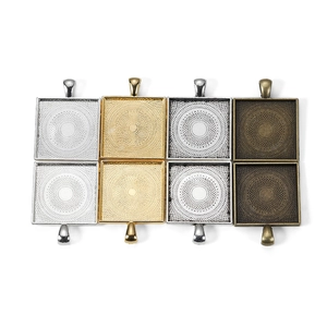 Base per ciondolo quadrata 25mm per gioielli fai da te in argento, oro e bronzo