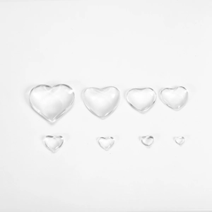 Set di 8 dimensioni cabochon in vetro trasparente a forma di cuore per gioielli fai-da-te