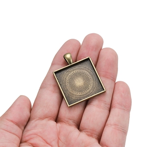 Base per ciondolo quadrato 25mm vintage in lega di bronzo per creazione gioielli fai-da-te