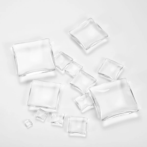 Multiple sizes of square clear glass cabochons for DIY jewelry making inserts