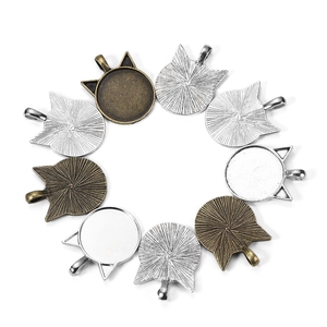 Accessori per Creazione Gioielli Fai da Te Basi per Ciondoli a Forma di Orecchie di Gatto Tonde Diametro Interno 25mm in Lega per Resina
