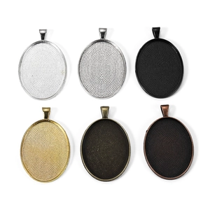 Basi per Ciondoli Ovali in Lega di Zinco Vintage per Accessori Creazione Gioielli Fai da Te Bronzo Antico Oro Argento Nero