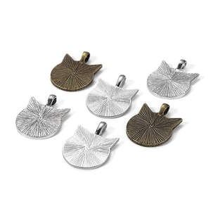Base per pendente a orecchio di gatto 25mm in lega argento e bronzo per gioielli DIY
