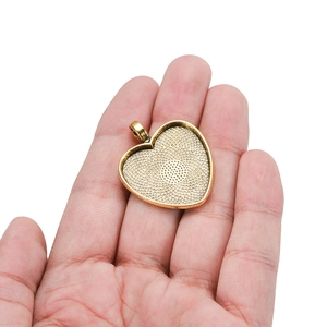 Base per ciondolo a cuore oro vintage per creazione di gioielli fai da te e resina
