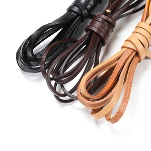 Flat square genuine leather cords in black and brown tones for DIY jewelry making
