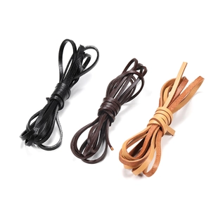 Flat genuine leather cord in black, brown, and tan colors for DIY jewelry and crafts