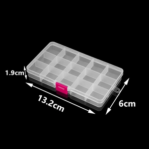 15-grid transparent plastic storage box with pink buckle and removable dividers