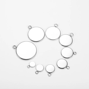 Stainless Steel Round Pendant Base Tray Blank Cabochon Setting DIY Jewelry Making Finding Handicraft Accessory Silver Tone