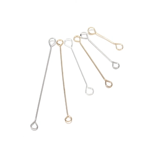 Gold and silver double-ended 9-shape jewelry connecting pins in six different lengths