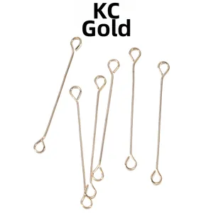 Detailed view of KC Gold plated eye pins for DIY jewelry making and bead connecting