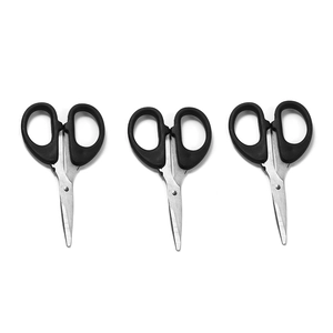 Three-piece set of 12cm stainless steel utility scissors with black ergonomic handles