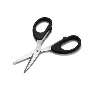 12cm stainless steel utility scissors with black plastic handle for home and office use