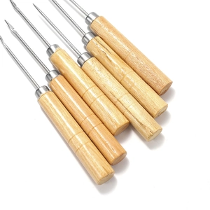 Set mit 6 Ahlen mit Holzgriff und Häkelnadeln für Lederarbeiten und DIY-Handwerk