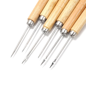 6er-Set Ahlen mit Holzgriff und verschiedenen Metallspitzen für Lederarbeiten und DIY-Projekte