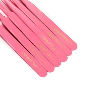 Set di 6 pinzette di precisione rosa antistatiche in acciaio inossidabile per gioielleria