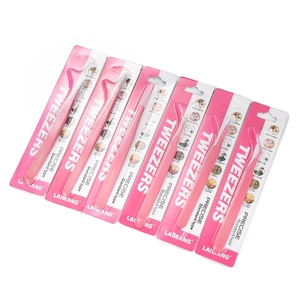 Set di 6 pinzette di precisione rosa in acciaio inox antistatico per gioielli fai da te