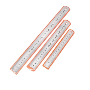 Three-piece stainless steel ruler set with 15cm, 20cm, and 30cm double-sided scales