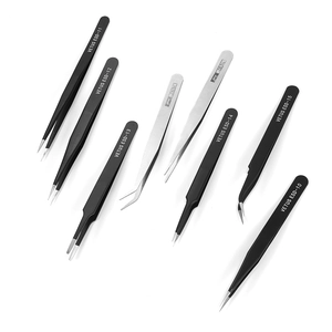 7-piece anti-static stainless steel precision tweezers set for jewelry and electronics
