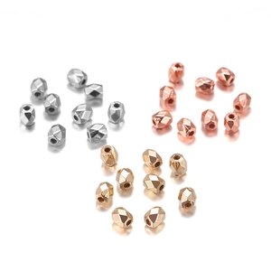 Faceted CCB diamond-shaped spacer beads in gold, silver, and rose gold for DIY jewelry