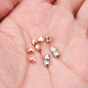 Faceted CCB diamond-shaped beads in gold, silver, and rose gold for DIY jewelry making