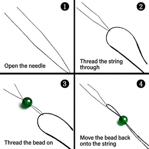 DIY jewelry beading needles set for bracelets and necklaces with threading instructions