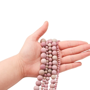 Matte natural rhodochrosite loose round beads in four sizes for DIY jewelry making