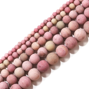 Matte natural rhodochrosite pink stone loose beads for DIY jewelry making in multiple sizes